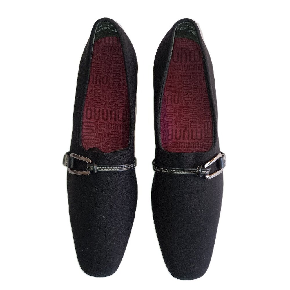 Munro Cindi Black Fabric Dress Work Block Heel Round Toe Shoes Women’s Size 8N